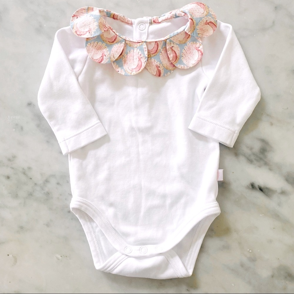 Jacadi Baby Girl Jumpsuit w Petal Peacock Collar